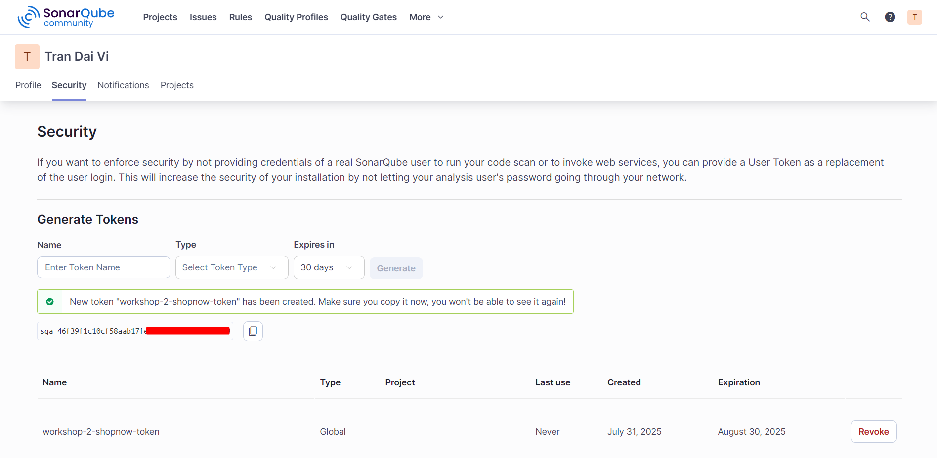 Secret Key SonarQube